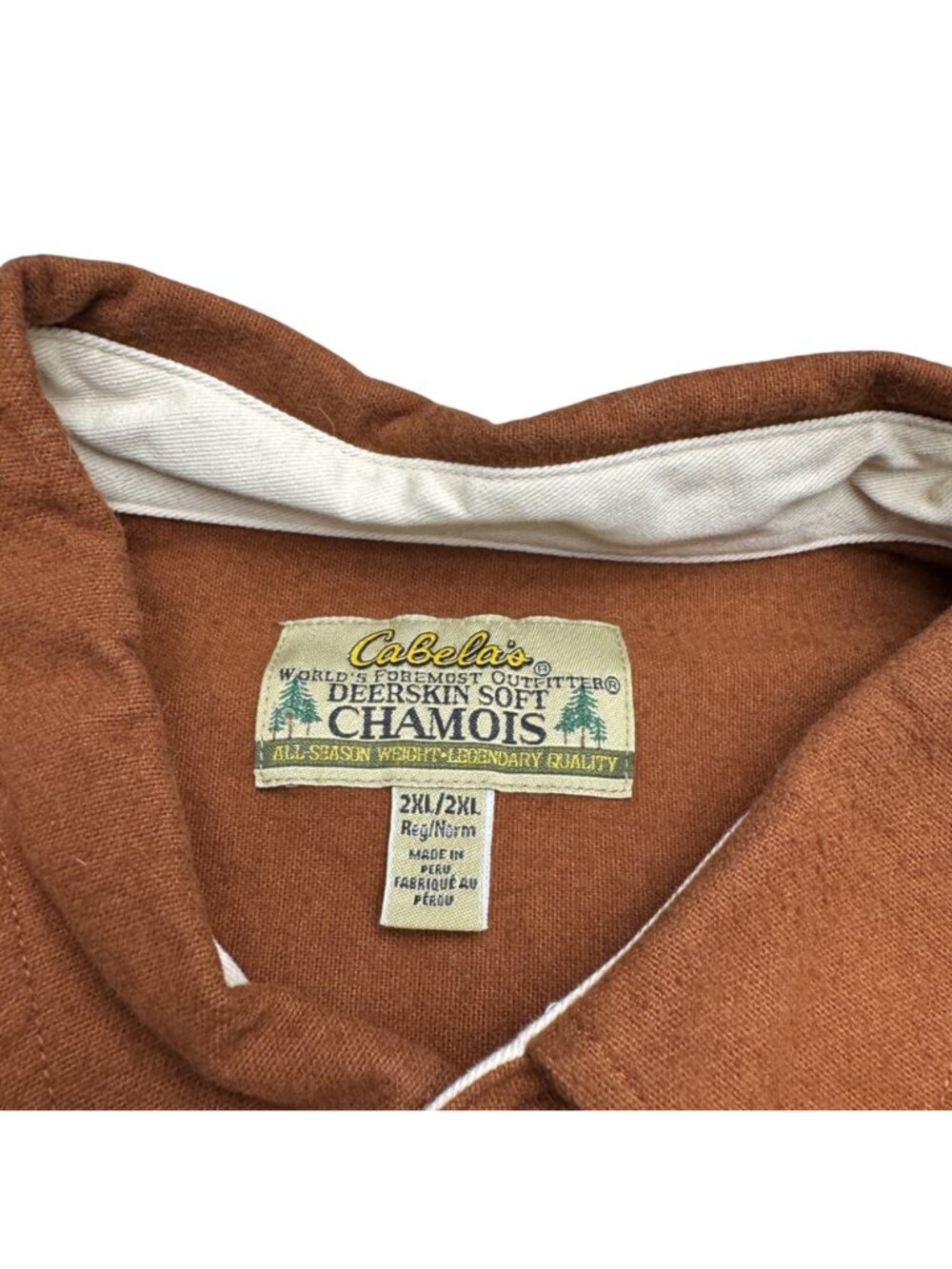 Cabela's Brown Deerskin Soft Chamois Men's Button Front LS Shirt, Size 2XL - Picture 5 of 7
